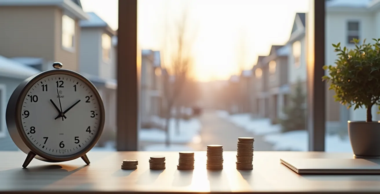 Graphique montrant deux courbes d'épargne divergentes selon l'âge de départ, illustrant la puissance de commencer tôt.