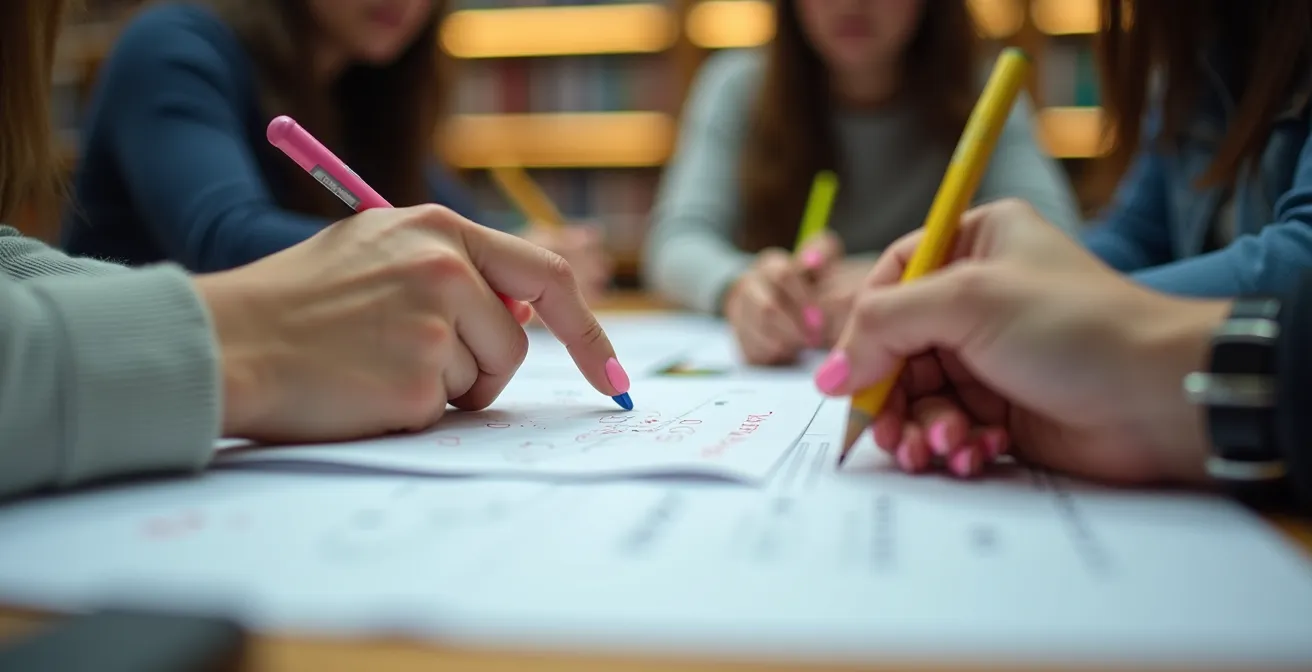 Groupe d'étudiants collaborant à la bibliothèque du cégep